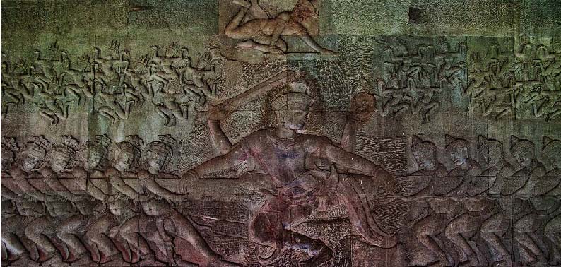 A Tejtenger köpülését ábrázoló dombormű Angkorvat egyik falán