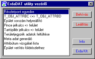 Az ErdaDAT utility vezérlő dialógboxa.