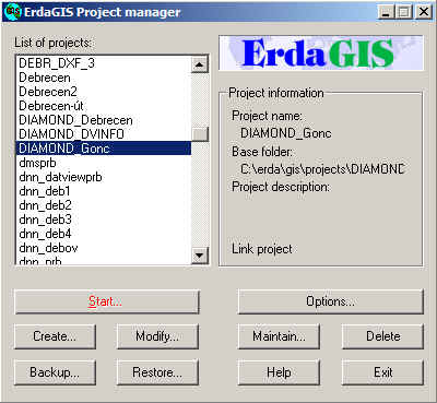 ErdaGIS project manager