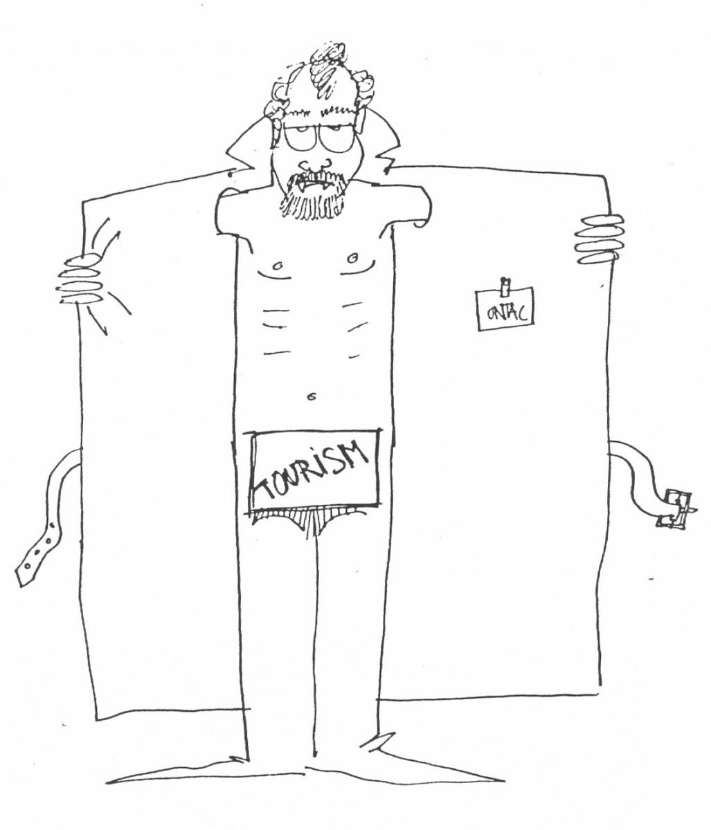 Caricature of Christophe Pottier (conservation architect) from  Peter Aderhold tourism economist